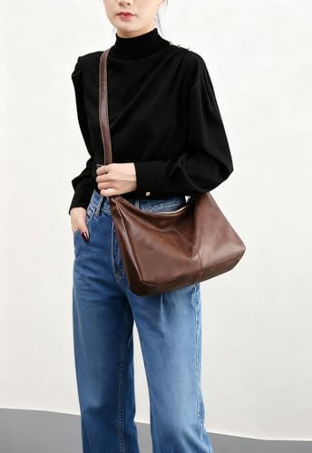 Bolso Hobo para mujer de cuero vegano retro miniatura 3
