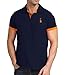 GLESTORE Poloshirt Männer, Hemd Herren Kurzarm Giraffe Stickerei T-Shirt Sommer Golf Sports Marine XL