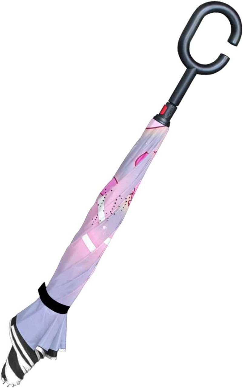 Unicorn in Heart Inverted Umbrellas for Rain Windproof Reverse Upside Down Golf Umbrella with C-shape Handle for Men Women