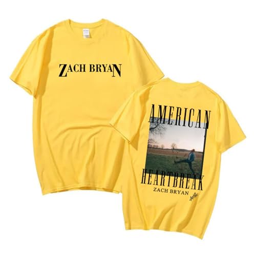 Jingho Zach Bryan Inspiré De La Musique Country T-Shirt Graphique Vintage De Style Occidental T-Shirt Unisexe (Jaune,TG)