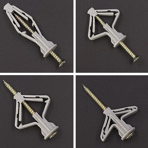 50 Hohlraumdübel Set, Trockenbau Dübel Und Spreizdübel, Gipskartondübel Dübel für Rigipswände, Schrauben und Butterfly Hohlraumdübel für Gipskarton- und Gipsfaserplatten (50 Dübel, 50 Schrauben)
