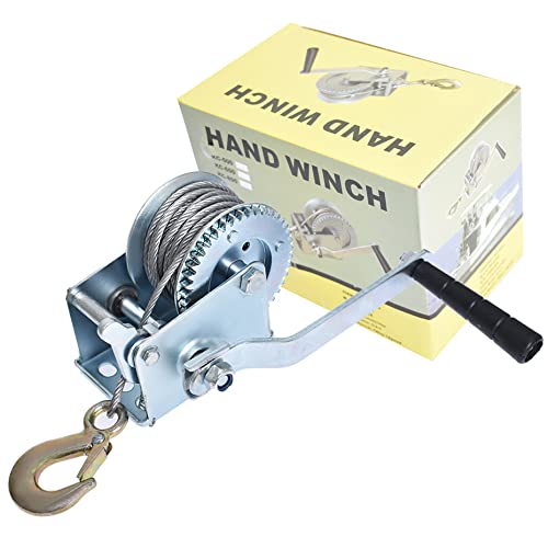 Kimllier Heavy Duty Hand Winch 600Lbs Two-Way Adjustable Boat Trailer Winch With 8M Steel Cable, Crank Cable Gear Winch With Hook Fit For Boat Trailer Or Atv #TOP5