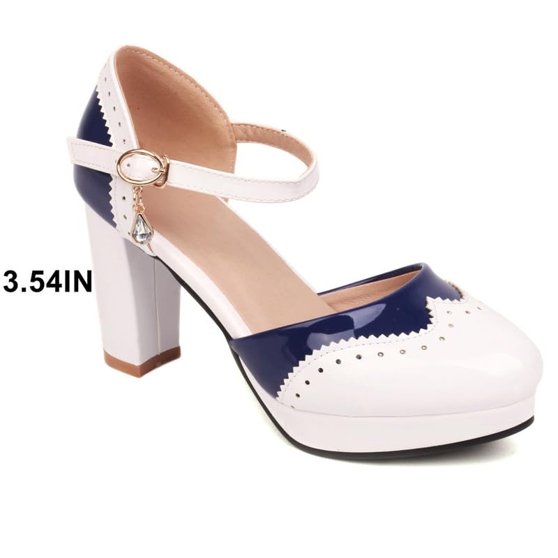 Image of FOREADA Lolita Bow Platform High Heel Women Rockabilly Mary Jane Dress Pump | Boasts soft kawaii retro vintage lolita tea party aesthetic, with block heel ,bow, round toe versatile style for dress wear