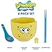 Culture Fly Spongebob Ramen Bowl Set with Chopsticks and Spoon - 20 oz Ceramic Instant Noodle Bowls with Chopsticks, Ramen Noodle and Rice Bowl, Anime Holiday Gifts for Men