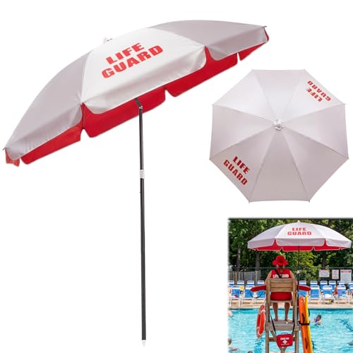 Sweetude Lifeguard Umbrella with Tilt 45 for Seat Patio Beach Outdoor Lifeguard Solar Sun Umbrella Portable for Chair(Sliver)