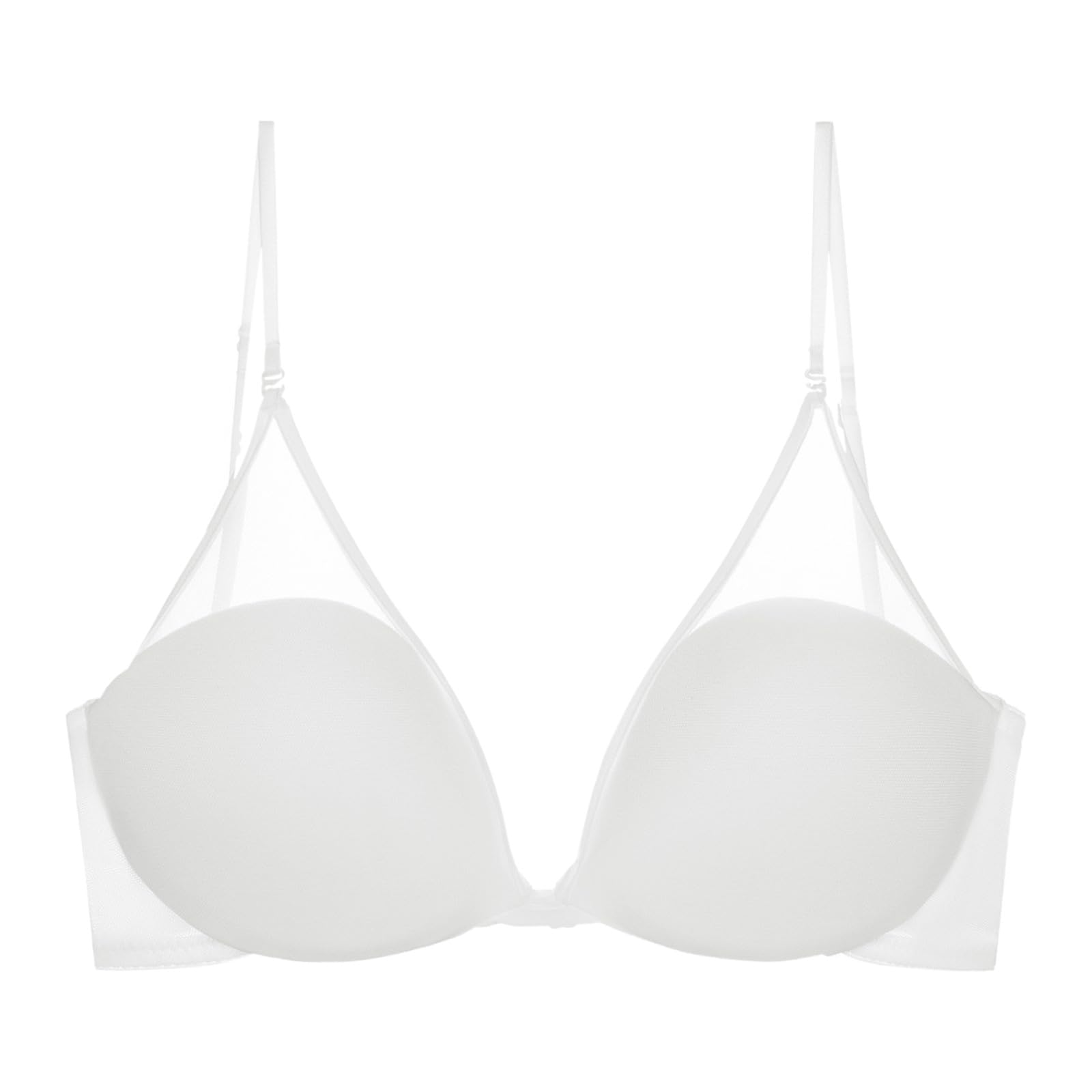 Reggiseno Donna Bianco，Brassiere Bambina，Forma Di U Rete Tulle Reggiseni Backless Spalline Sottili Seno Supporto Da Donna Traspirante Confortevole Sottili Per Estiva