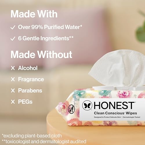 The Honest Company Hypoallergenic Multi-Use Baby Wipes for Sensitive Skin, Rose Blossom, 288 Count by The Honest Company - Image 7