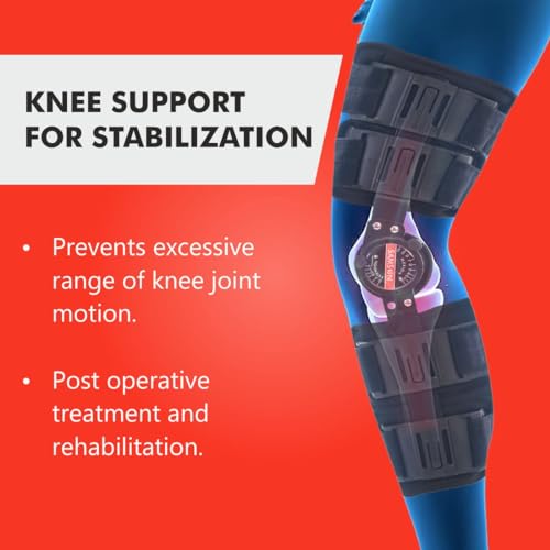 Image of SAMSON Adjustable ROM Knee Brace | Post-Op Knee Support Orthosis Immobilizer for Left and Right Legs | Men and Women | Ideal for Tendon, Ligament, ACL, PCL Injuries, Osteoarthritis, (Universal)