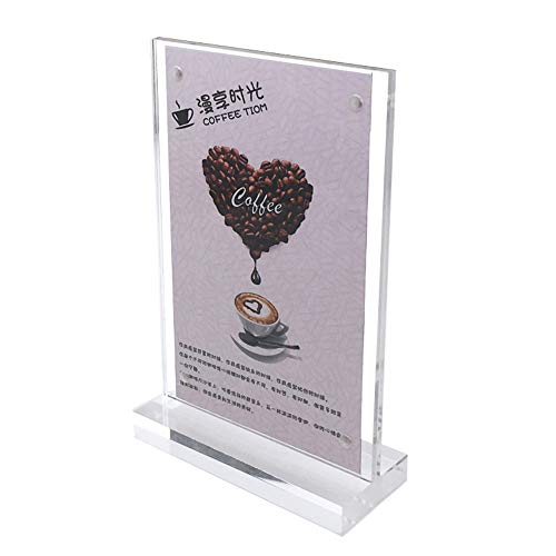 Soporte de sobremesa Menu Soporte acrílico recto para carteles forma de T doble cara Titular de Menú - para Restaurante,Menú,Foto o Anuncio Seis paquetes restaurantes marcos de fotos documentos y más