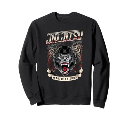 BJJ Heart Of A Fighter - Jiu Jitsu Angry Gorilla Sweatshirt