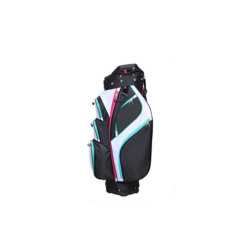 Majek Premium Ladies Black White Teal Pink Golf Bag Pro Shop Style
