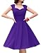 MUXXN Women's 1950s Vintage Retro Capshoulder Party Swing Dress (L, Purple)