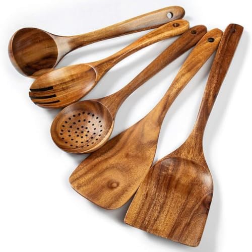 Uncoated Premium Kitchen Utensil Set of 6| Made Of Natural Teak W...