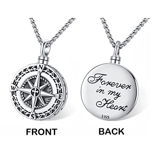 Compass Ashes Necklace Urn Necklace For Men Women Cremation Jewelry 925 Sterling Silver Memorial Pendant Keepsake Urns For Human Ashes Bereavement Jewelry Nautical Lockets For Ashes Loved Ones Adult Male Pet Cat Dog Ashes Earn Necklace For Ashes Women's Urns To Put Ashes In Necklace Ashes Holder For Women Cremation Remain Jewelry Erin Necklace For Ashes Creamated Jewelry To Hold Cremation Ashes Jewelry To Keep Cremation Ashes Charms Cremains Jewelry Forever In My Heart #TOP3