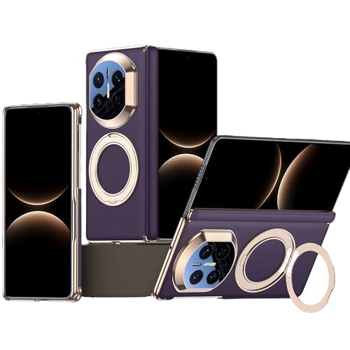 Coque Huawei Mate X7 en cuir violet premium avec charnière et bague