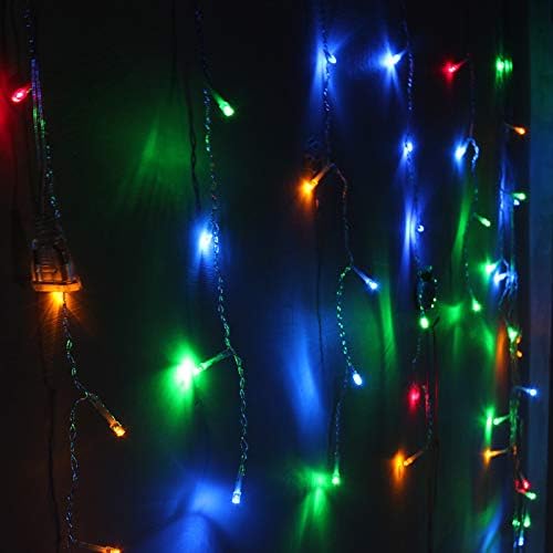 KNONEW 180 LED Muiltcolor Window Curtain Lights,8 Modes, LED String Fairy Light Plug in for Indoor Outdoor, Wedding Party/Christmas/Halloween/Party Backdrops/Gazebo