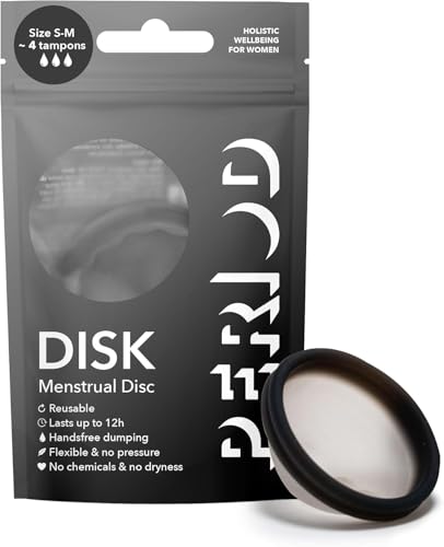 PERIOD Wiederverwendbare Menstruationsdisk Menstruationsscheibe aus platinvernetztem medizinischem Silikon mit automatischer Entleerungsfunktion komfortabel für alle Phasen der Menstruation S/M