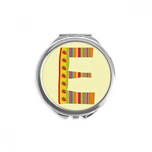 Miroir de poche fraise mignon petit miroir portable maquillage rond motif lettre E