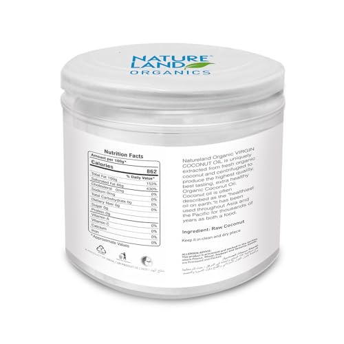 Image of Natureland Organics Coconut Oil 400 Ml - Organic Raw Virgin Oil (Pack of 2)