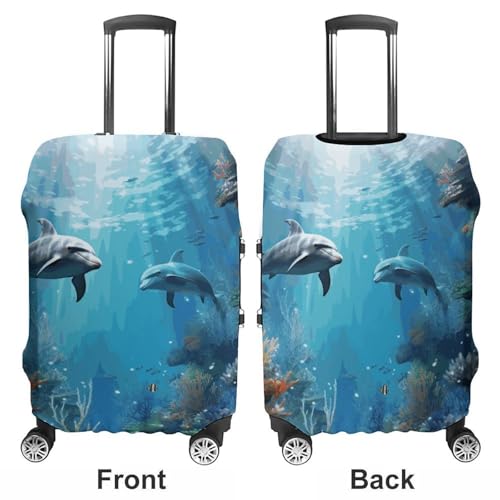 Carry on Luggage Cover Blue Ocean Underwater Fish Suitcase Covers for Luggages Tsa Approved Travel Luggage Sleeve Protector Elastic Suitcase Protector Anti-Scratch Washable Fits 19-30 Inch Case -XL3