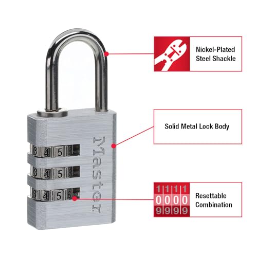 Master Lock 630EC4 Padlock, Silver, 4 Pack - Image 2