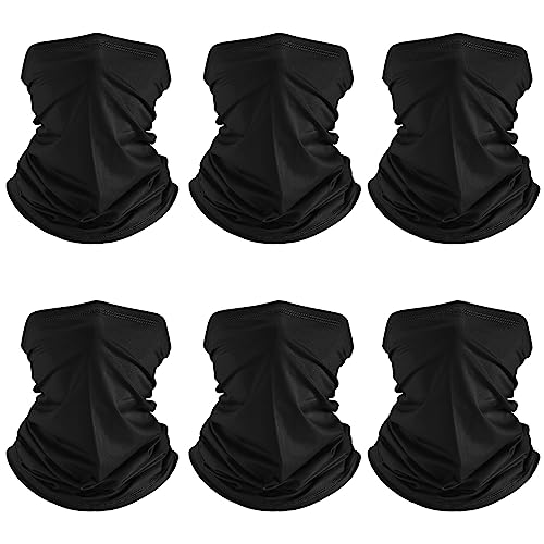 Geyoga 6 Pieces Summer UV Protection Cooling Neck Gaiter Face Clothing Neck Gaiter Scarf Sunscreen Breathable Bandana(Black)