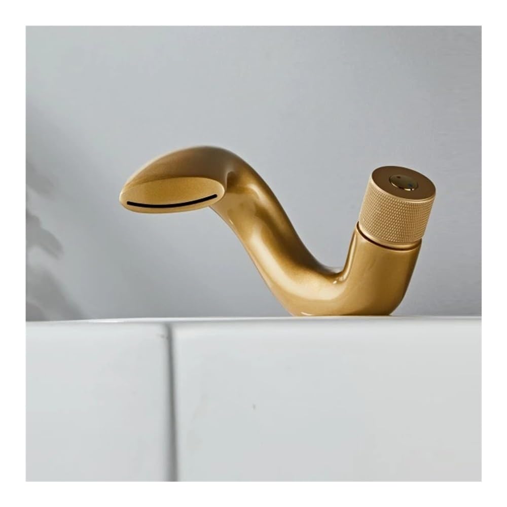 Blyqxs Nickel Gold Gold Basin Faucets Modern Bathroom Mixer Tap Brass Washbasin Faucet Single Handle Single Hole For Bathroom Gly-125(Nickel Gold)