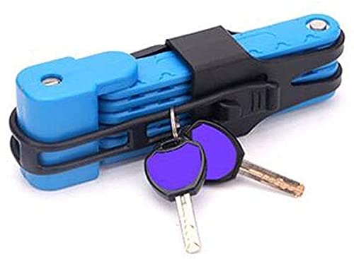 Candado antirrobo Plegable para Bicicleta, de Acero Inoxidable, para Deportes al Aire Libre (Color: Azul)