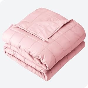 Bare Home Weighted Blanket Twin or Full Size 10lb (40″ x 60″) – All-Natural 100% Cotton – Premium Heavy Blanket Nontoxic Glass Beads (Light Pink, 40″x60″)