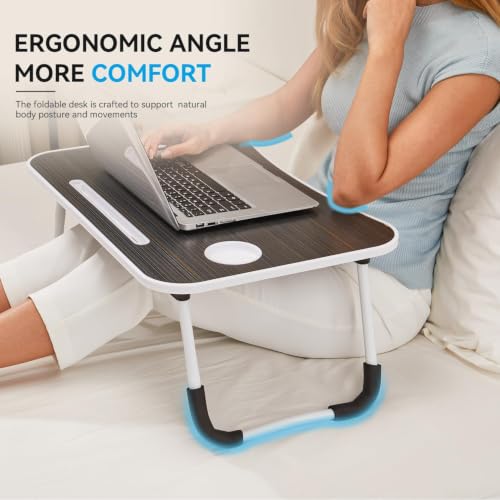 Image of BUYIFY 23 inch Foldable Lap Desk for Laptop Writing w /Cup Holder Black