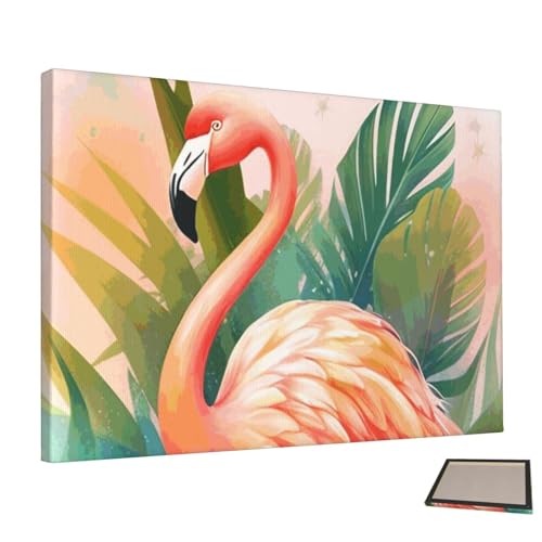 Toile décoration murale flamant rose finition premium