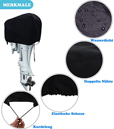 Coverify Bootsmotor Außenbordmotorabdeckung wasserabweisendes 600D Oxford-Gewebe, Schutzhülle Außenborder Abdeckung Außenbordmotor Halbabdeckung passend für bis zu 48 x 27 x 35cm Motoren, Schwarz