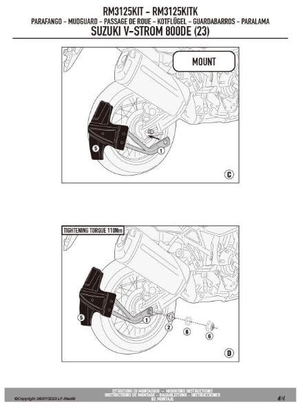 く*に様 SUZUKI V-STROM 800DE GIVI スプラッシュガード GIVI（ジビ） GIVI RM3114KIT スプラッシュガード マッドガード 取付