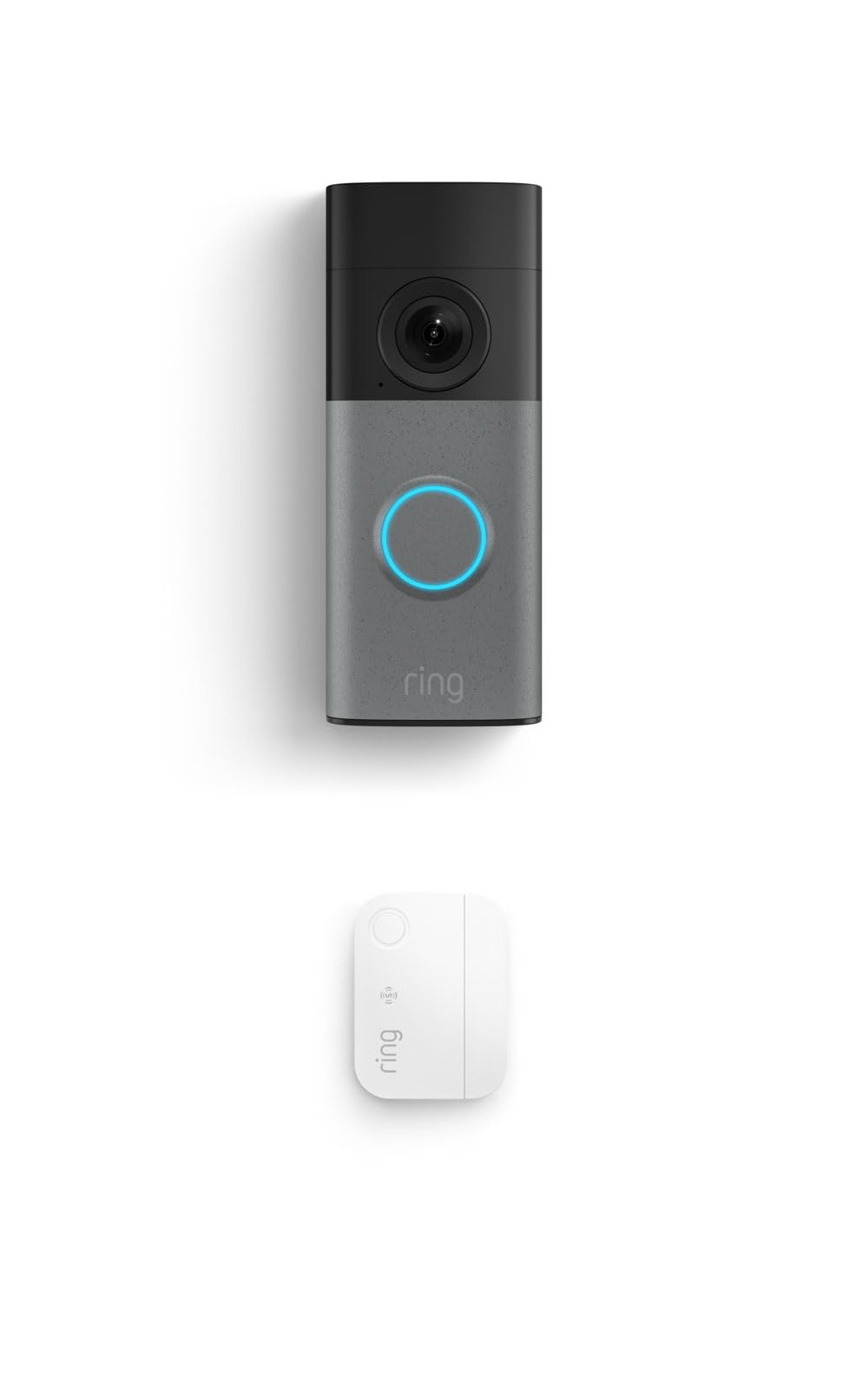 Ring Wired Doorbell (newest model), Speckled Gray with Window & Door Sensor