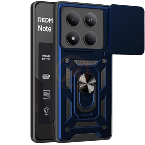 Image of Armor Bumper Back Cover Case for Redmi Note 15 Pro 5G Rotating Camera Cover, Ring Holder & Kickstand | Heavy Duty & 360 Degree Protection Redmi Note 15 Pro 5G Back Cover (Blue)