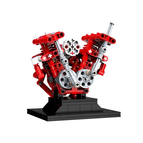 Jetlet Mechanical Heart Mini V2 Engine Model Kit Building Blocks, Two Cylinder Engine, Car Engine Building Kit, DIY Educational Science Building Set for Teens Adults (222PCS) - Thumbnail 3