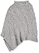 Cable Stitch Women's Mock Neck Cable Poncho - Solid Color Oversized Sweater Knit Cape Cover-up Top (Large/X-Large, Heather Grey)