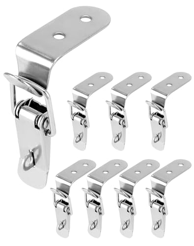 QWORK® 8 Pièces Fermoir a Levier de 72 mm en Acier Galvanisé, Verrou tension de fixation d'angle pour fermeture de coffre et fermeture de paroi latérale de...