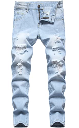 FREDD MARSHALL Boy's Skinny Fit Ripped Destroyed Distressed Fashion Kids Denim Jeans Pants