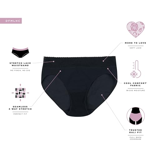Image of Bali womens Hi-cut Underwear 3-pack, Modern Seamless Lace Trim High Cut Panties