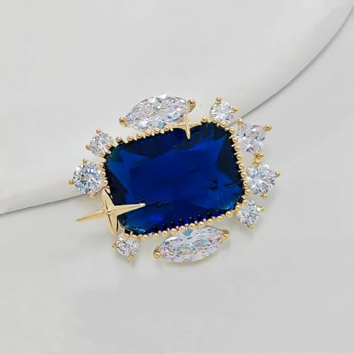 Image of Stunning Cluster Stylish Blue Green Stone Art Deco Collar Pin Lapel Accessory