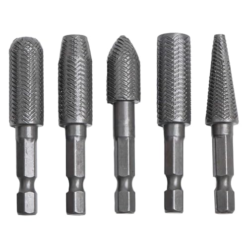 Gettimore Brocas giratorias de acero con vástago hexagonal de 1/4 pulgadas, rebabas de molienda para fresar, limar y dar forma a acero, paquete de 5