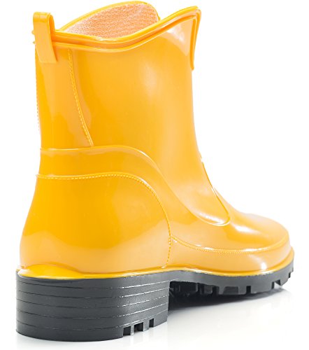 Ladeheid Gummistiefel Damen Kurz Wasserdicht Damenschuhe Elegant und Bequem LA-930 (Gelb, 41 EU)