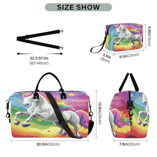 Unicorn Stars Travel Duffle Bag Gym Bag Weekender Bags with Toiletry Bag Travel Trip Tote Bag3