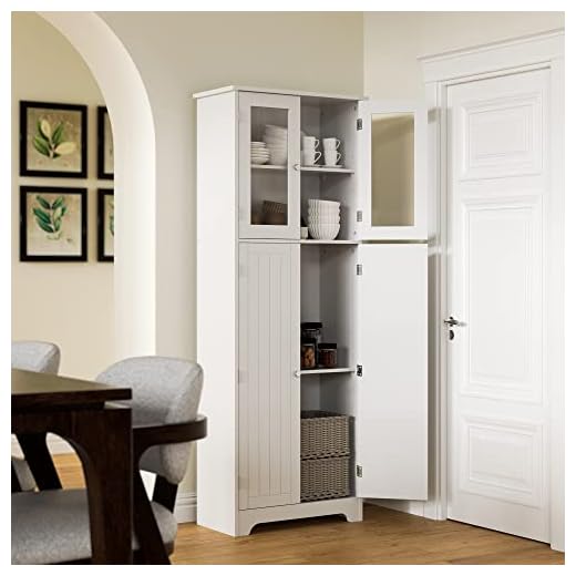 Cozy Castle Kitchen Pantry Cabinet, 64" Freestanding Pantry with Adjustable Shelves and Doors for Kitchen, Washroom, Dining Room, White