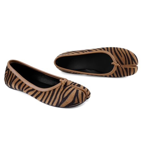 Image of VBDB Tabi Ballet Flats Shoes for Women Rounde Toe Wide Width Split Toe Low Heel Comfortable Flats Shoes