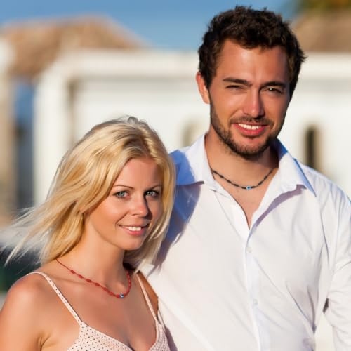 PHITECUS Turkish Evil Eye Pendant Necklace with 7 Red Knots for Protection - Blue Nazar Amulet for Men & Women - Handmade String Necklace -3