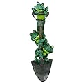 DreamsEden Frog Garden Statue Lawn Ornament Decor, 3 Cute Frogs Figurines on a Shovel, Fairy Outdoor Patio Yard Decorations