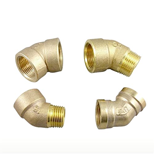 Codo de latón BSPP 1-1/2 de 45 grados macho-macho para tuberías de agua y gas 3