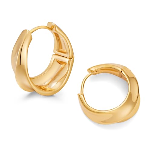 TOVABA Chunky Gold Hoop Earrings For Women Huggie Earrings Unique Statement Earring Dainty Trendy Jewelry Gift